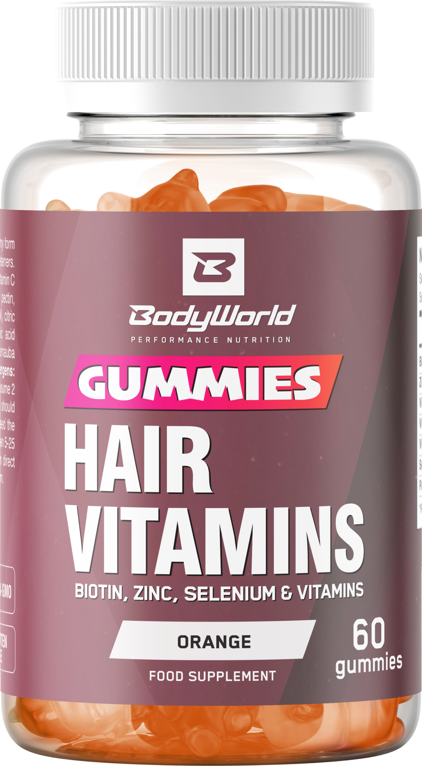 BodyWorld Hair Vitamins Gummies 60 bonbonů pomeranč