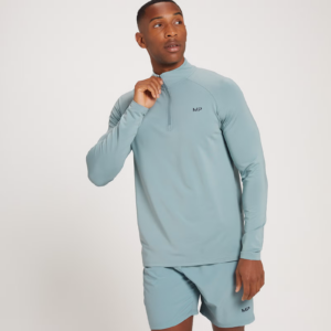 MyProtein Pánská mikina Linear Mark Graphic Training 1/4 Zip ice blue XL